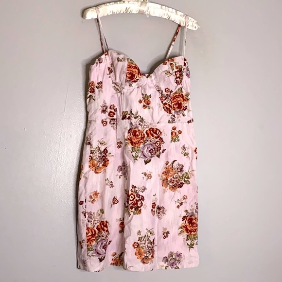 Brock x H&M Spaghetti Strap corset upper pink floral mini dress medium - Picture 2 of 15